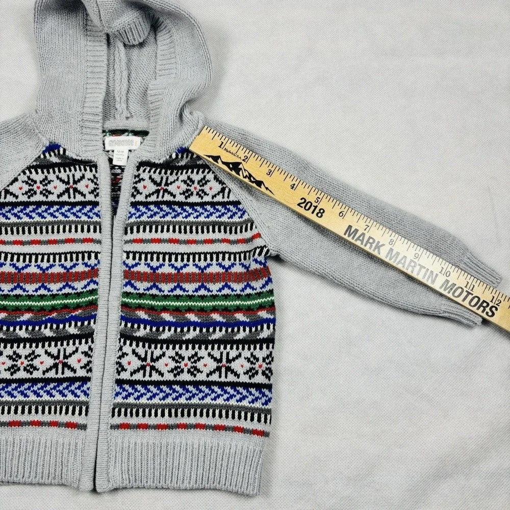 Gymboree‎ Gray Fair Isle Hoodie Zip Sweater Infant Baby Boy 12-18 Months